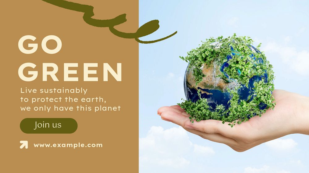 Go green blog banner template, editable text