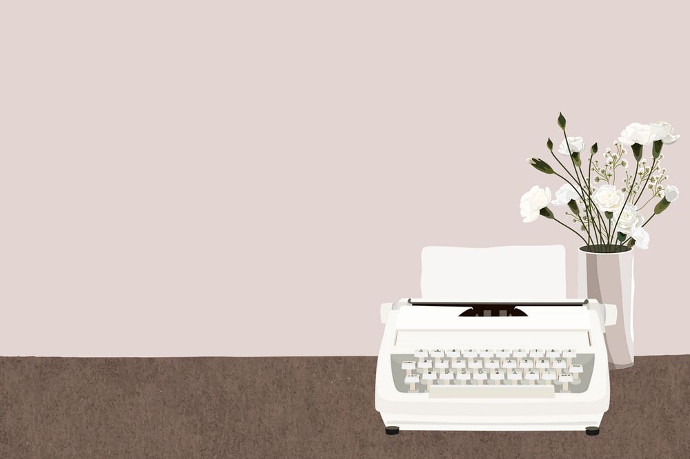 Aesthetic retro typewriter background, editable vector illustration design