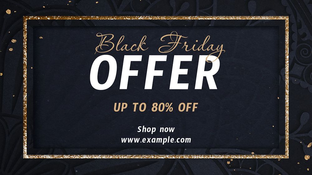 Black Friday sale blog banner template, editable text