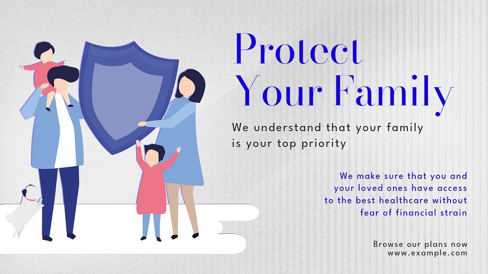 Family insurance  blog banner template, editable text