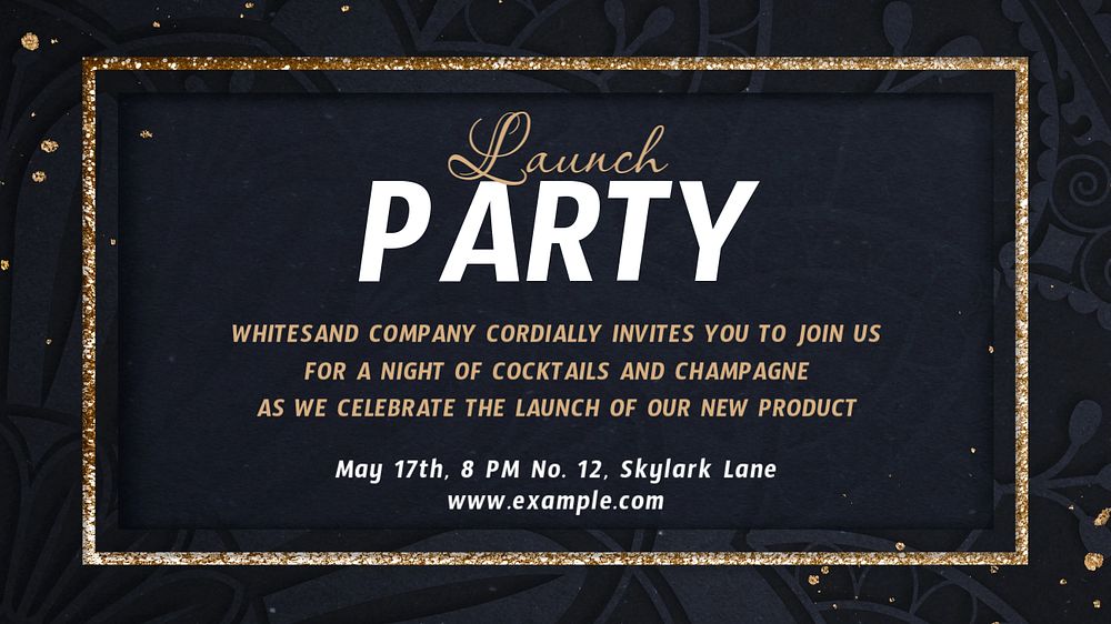 Launch party blog banner template, editable text