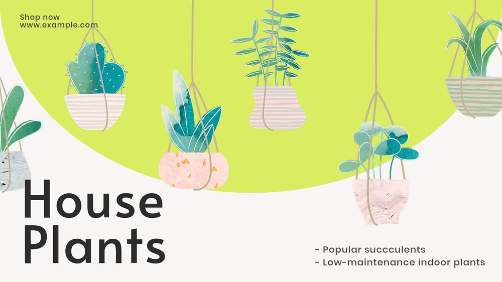 Home plants  blog banner template, editable text