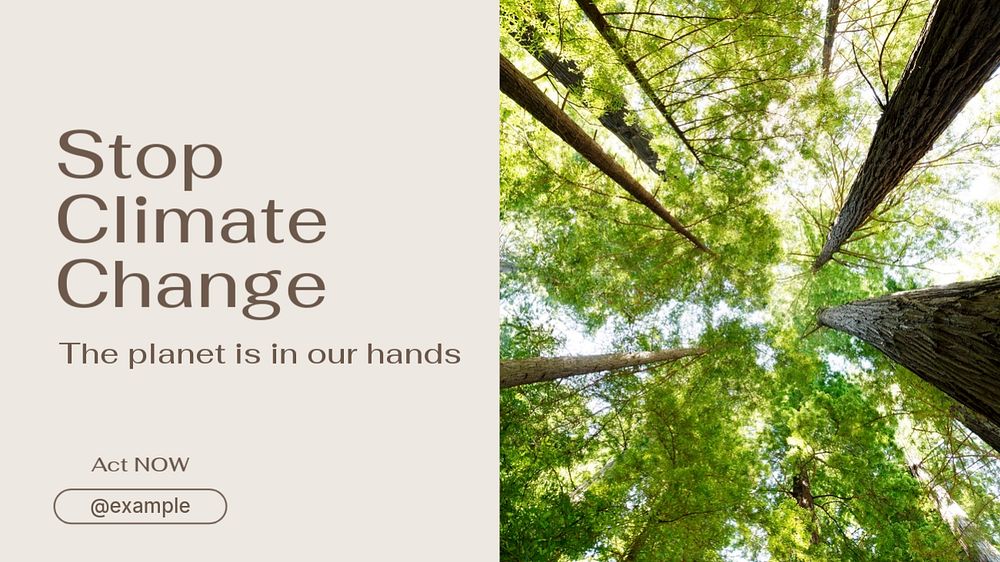 Stop climate change blog banner template, editable text