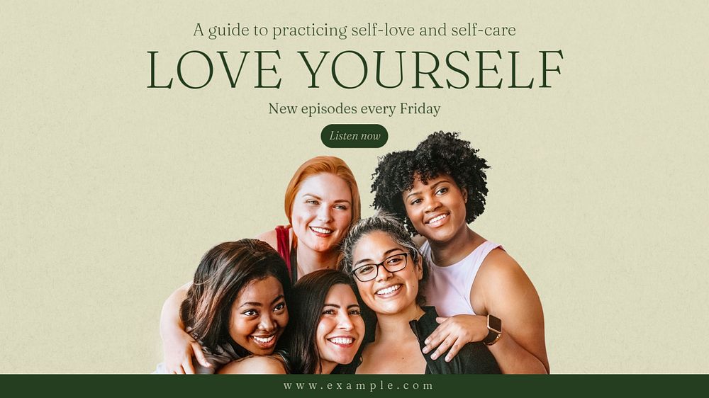 Love yourself podcast blog banner template, editable text