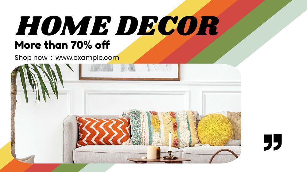 Home decor blog banner template, editable text