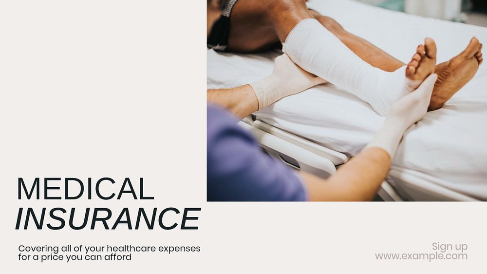 Medical insurance blog banner template, editable text