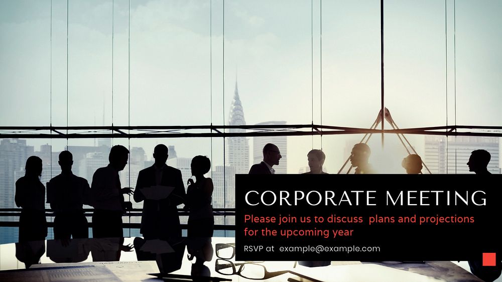 Corporate meeting blog banner template, editable text