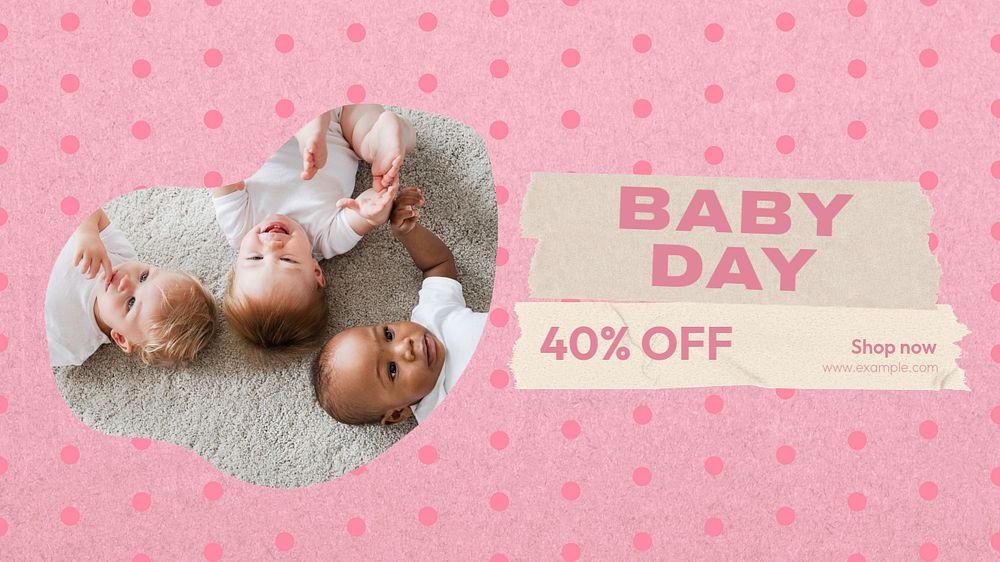 Baby day blog banner template, editable text