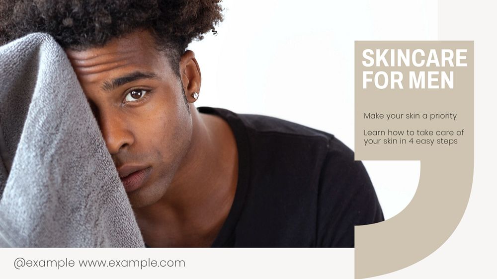 Men's skincare blog banner template, editable text