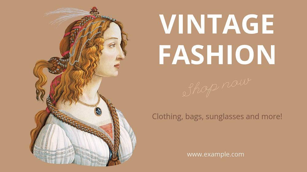 Vintage fashion  blog banner template, editable text