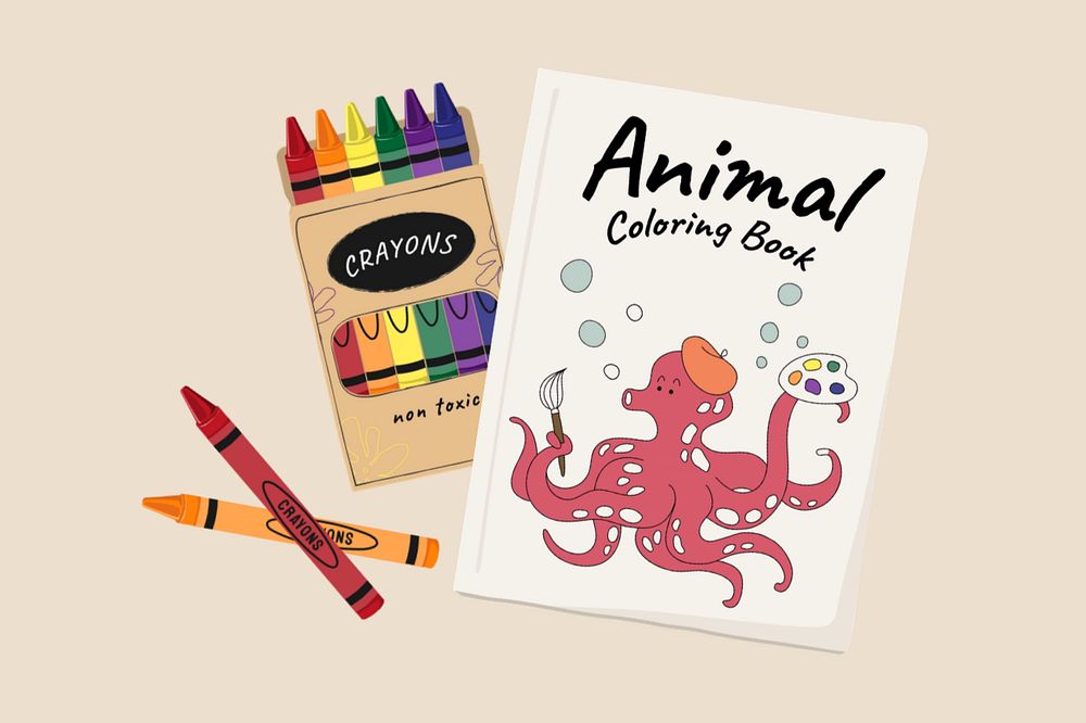 Editable coloring book, cute stationery illustration design