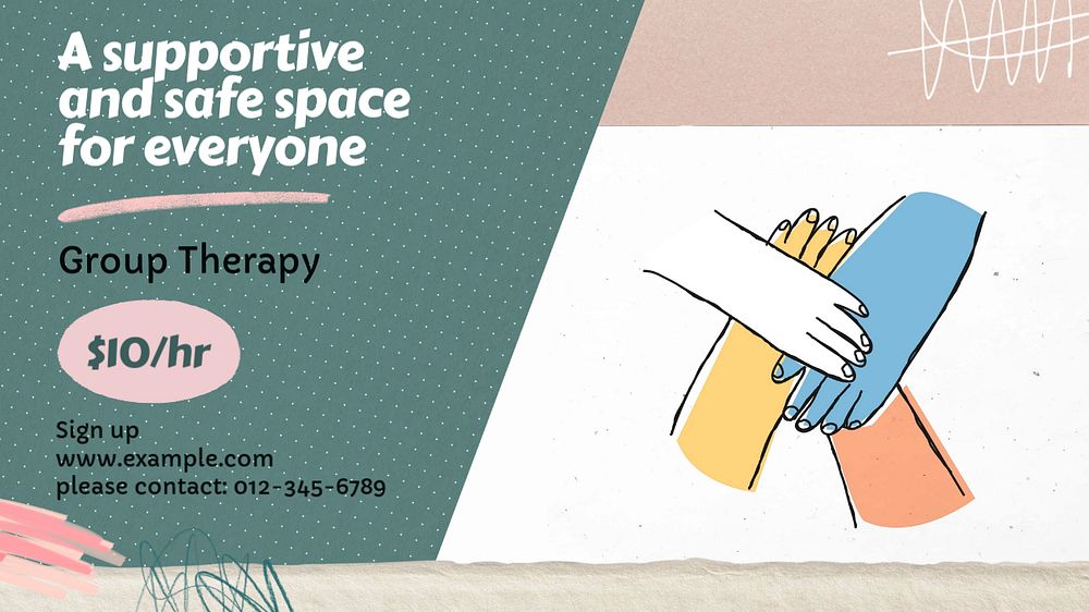 Group therapy blog banner template, editable text