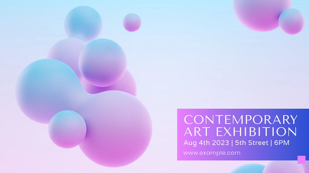 Art exhibition blog banner template, editable text