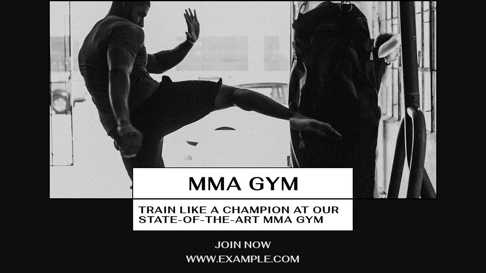 MMA gym blog banner template, editable text