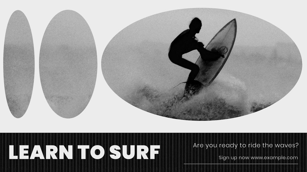 Learn surfing  blog banner template, editable text