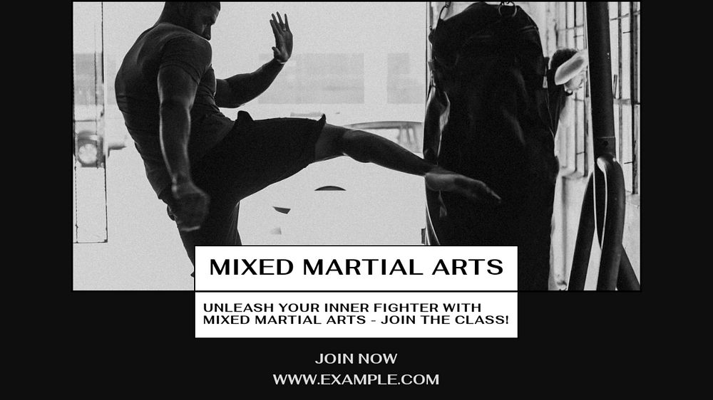 Mixed martial arts blog banner template, editable text