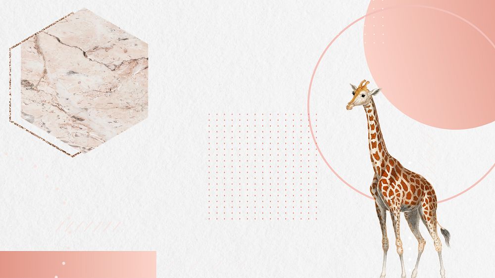 Abstract pastel geometric HD wallpaper, editable  vintage giraffe border