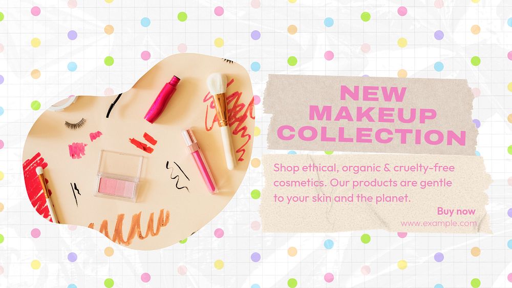 New makeup collection  blog banner template, editable text