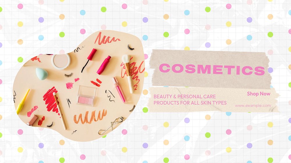 Cosmetics blog banner template, editable text