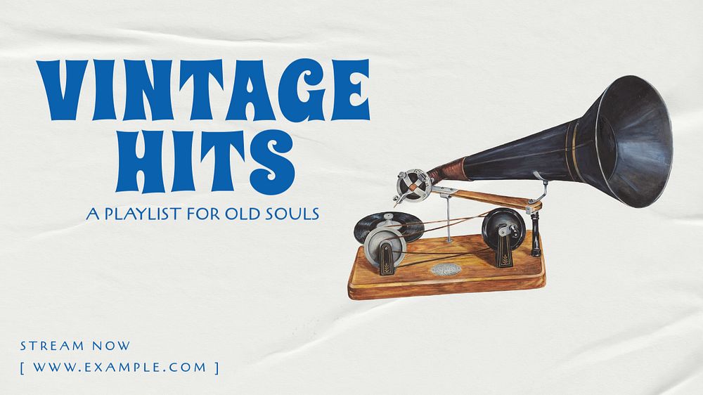 Vintage hits  blog banner template, editable text