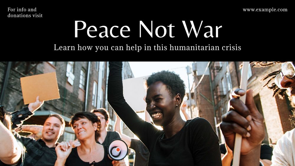 Peace not war Facebook cover template, editable design