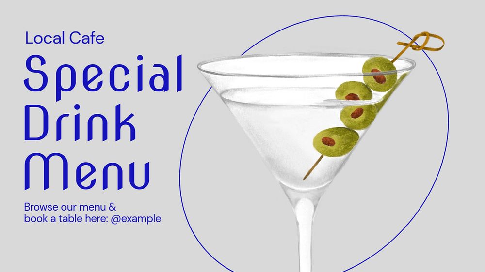 Special drink menu  blog banner template, editable text