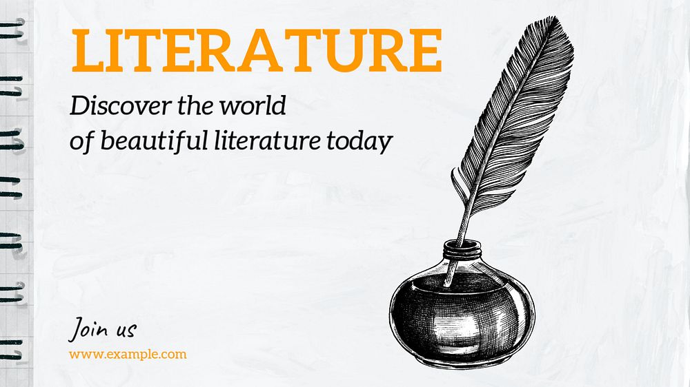 Literature  blog banner template, editable text