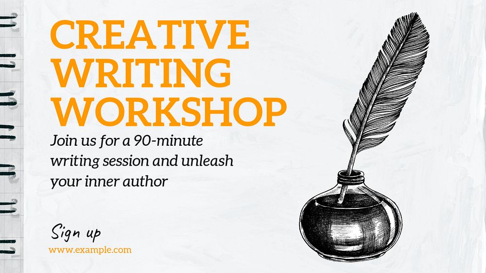 Writing workshop  blog banner template, editable text