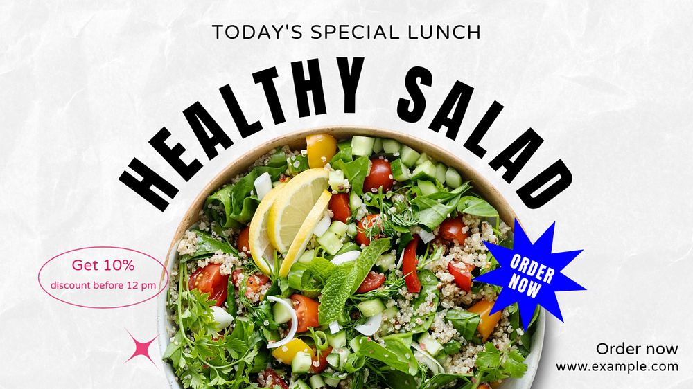 Healthy salad  blog banner template, editable text