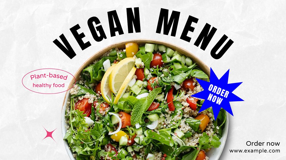 Vegan menu  blog banner template, editable text