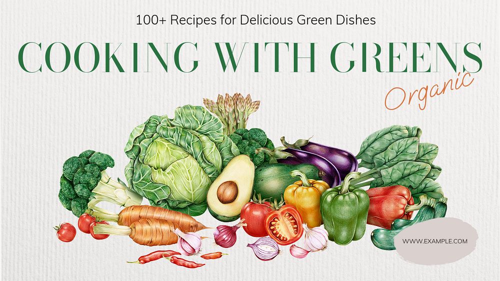 Cooking with greens  blog banner template, editable text