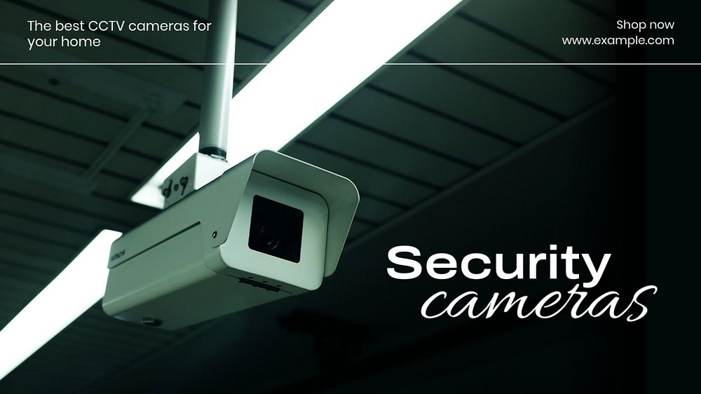 Security cameras blog banner template, editable text