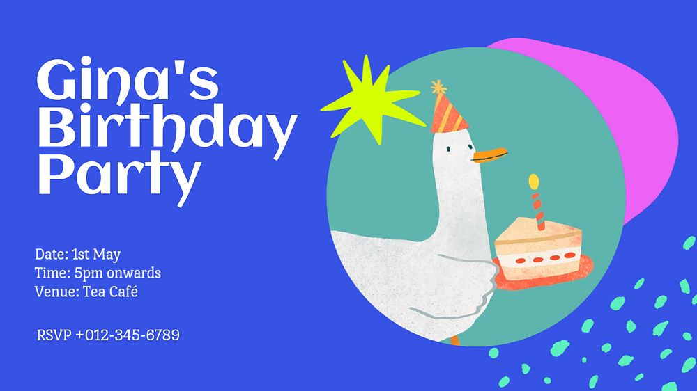 Birthday party Facebook cover template, editable design