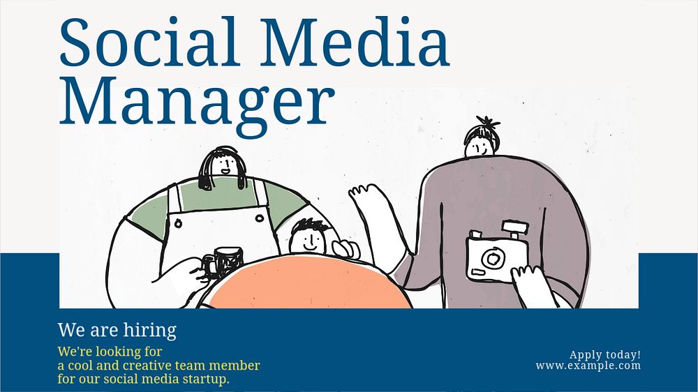 Social media manager  blog banner template, editable text