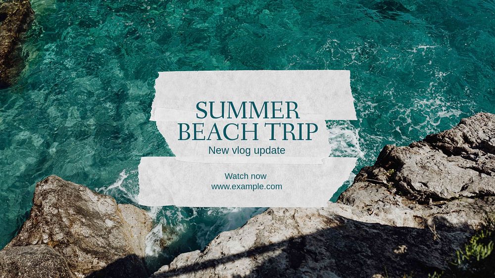 Summer beach trip blog banner template, editable text