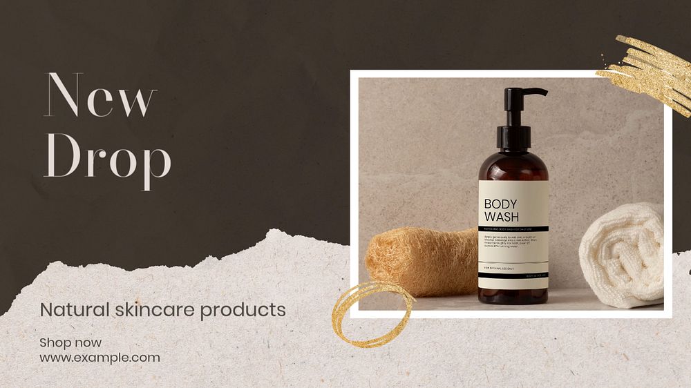 Essential body wash  blog banner template, editable text