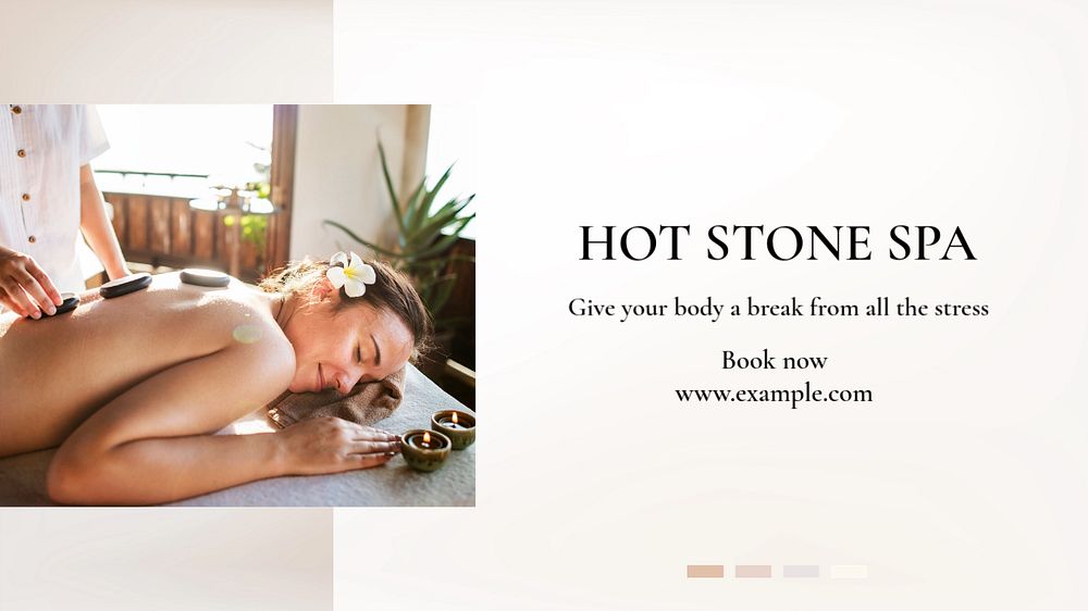 Hot stone spa blog banner template, editable text