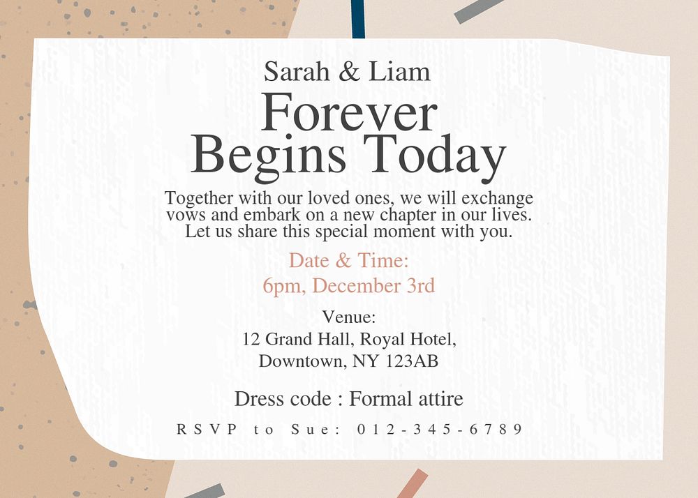 Wedding invitation template, editable design