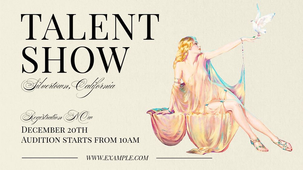 Talent show  blog banner template, editable text