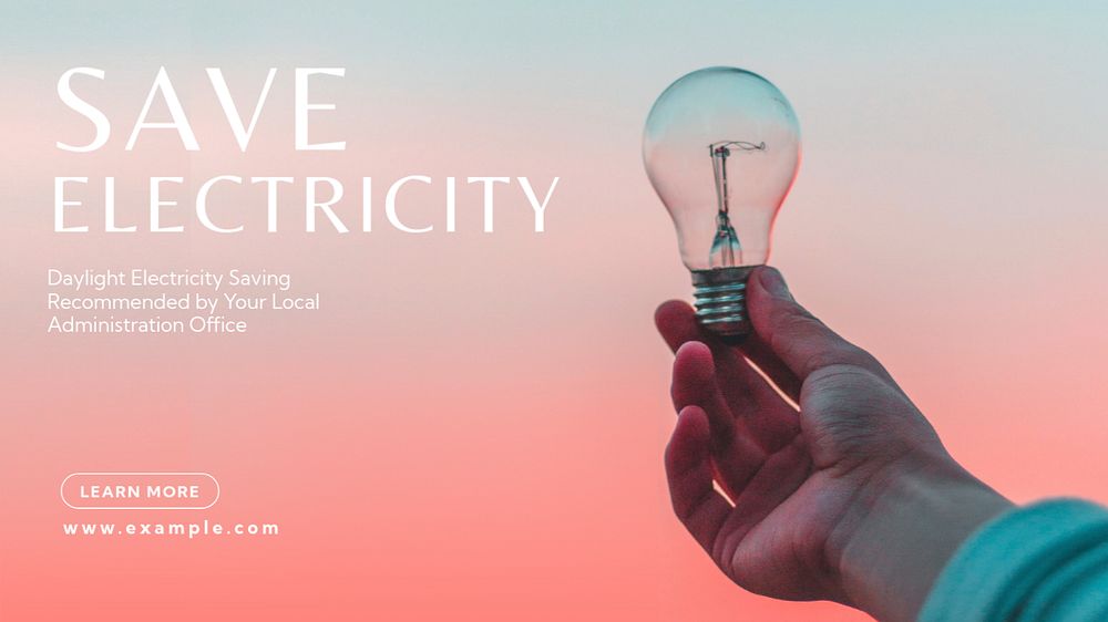 Save electricity blog banner template, editable text