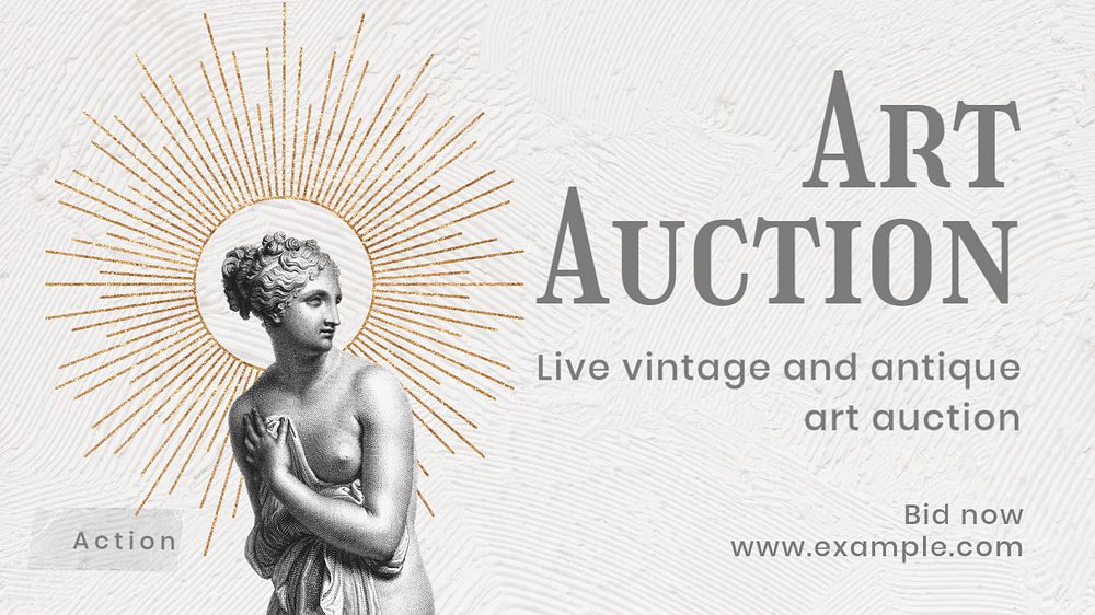 Art auction  blog banner template, editable text