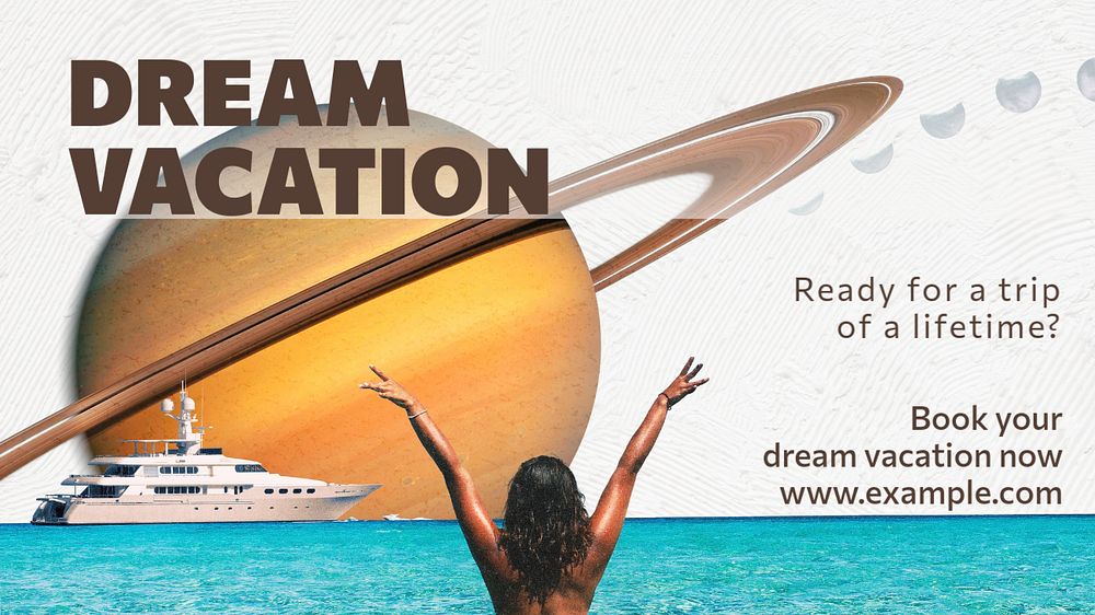 Dream vacation  blog banner template, editable text