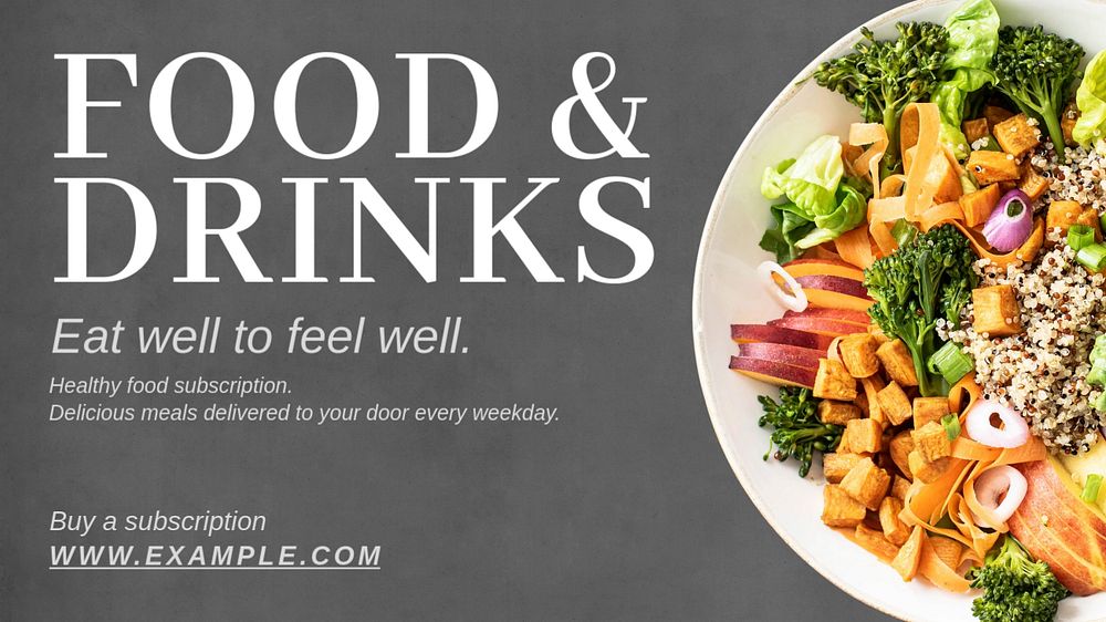 Food & drinks blog banner template, editable text