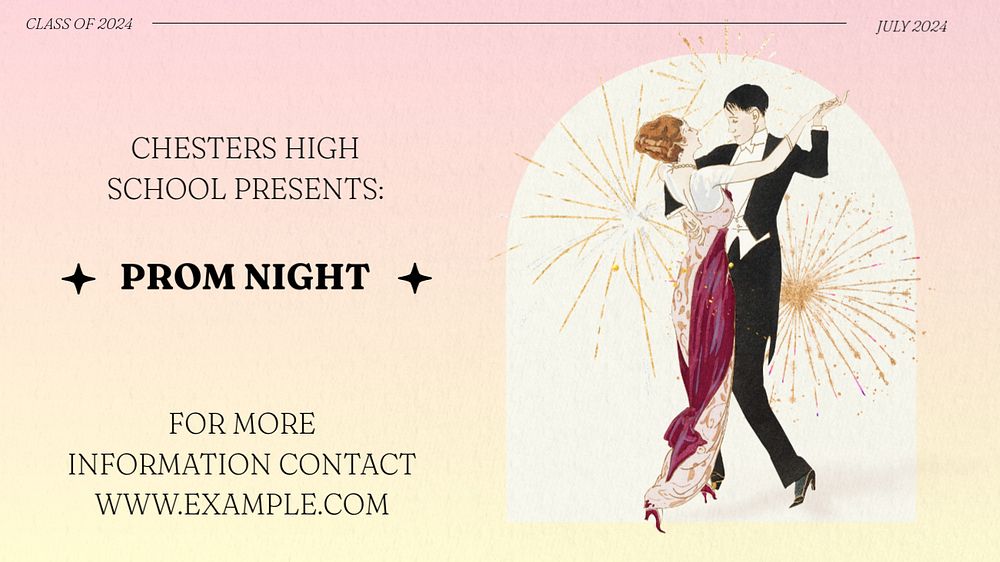 Prom night blog banner template, editable text