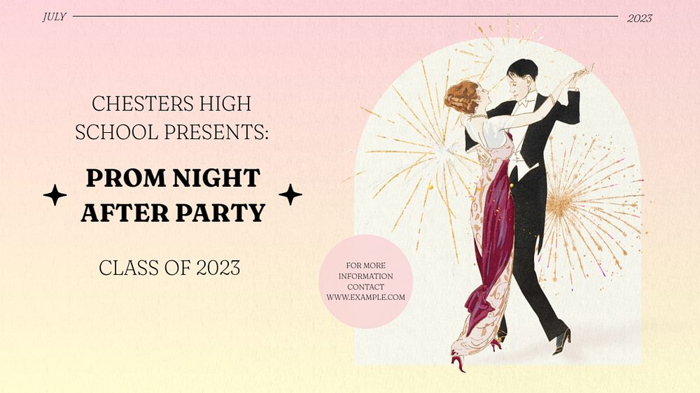 Prom night blog banner template, editable text