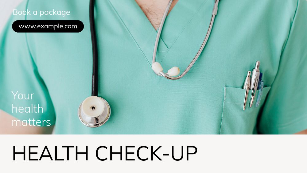 Health check-up blog banner template, editable text