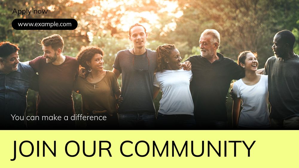 Join our community blog banner template, editable text