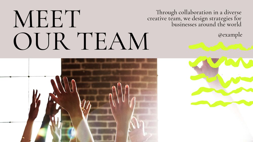 Meet our team  blog banner template, editable text