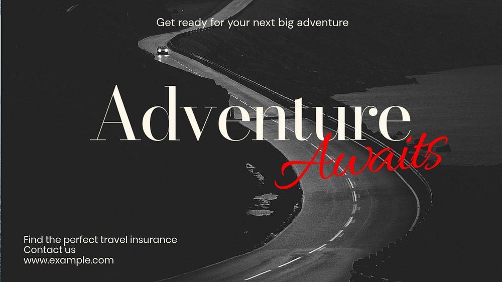 Adventure awaits blog banner template, editable text