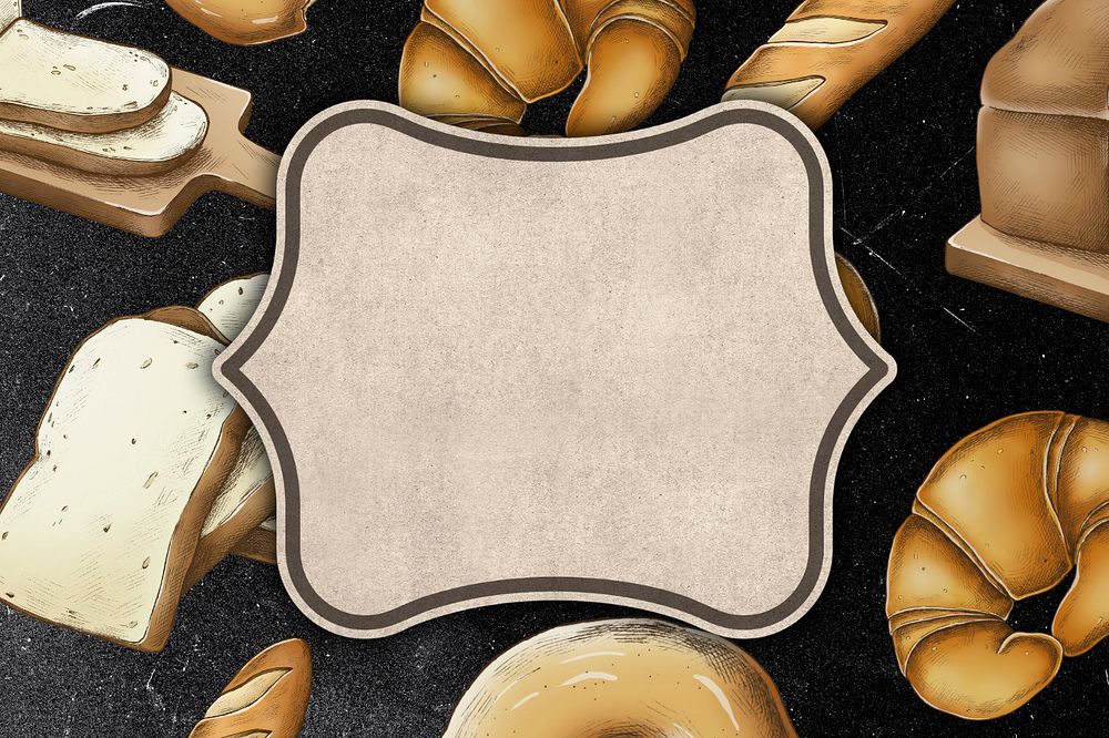 Vintage frame, black bread editable background